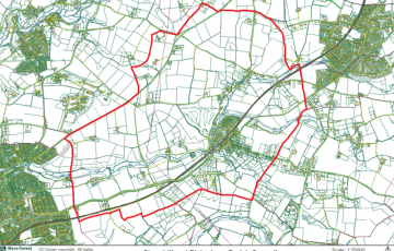 Churchill and Blakedown parish boundary map